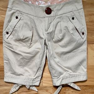 Trovata Pleated Bermuda Shorts with Back Hem Ties